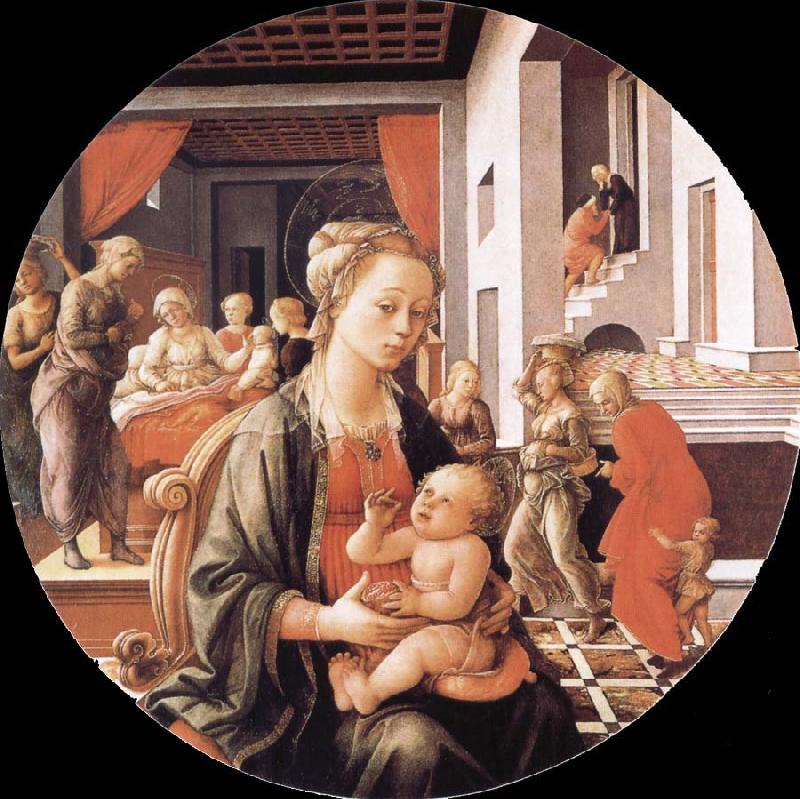 Fra Filippo Lippi Madonna and Son with histories of the life of Holy Ana oil painting image